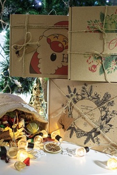 Экологическая РОЖДЕСТВЕНСКАЯ КОРОБКА Картонная коробка для РОЖДЕСТВЕНСКОГО подарка, 3 шт.