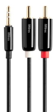 Kabel 1x Mini JACK 3,5mm - 2x Cinch RCA 1m. iWIRES