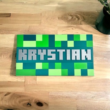3D топор в стиле MINECRAFT. Наклейка для украшения комнаты.