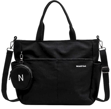 TORBA TOREBKA DAMSKA SZKOLNA MŁODZIEŻOWA CZARNA NA RAMIĘ NA ZAMEK PORTFELIK