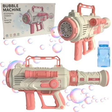 PISTOLET DO BANIEK MYDLANYCH DLA DZIEWCZYNKI RÓŻOWY MASZYNA DO BANIEK PŁYN
