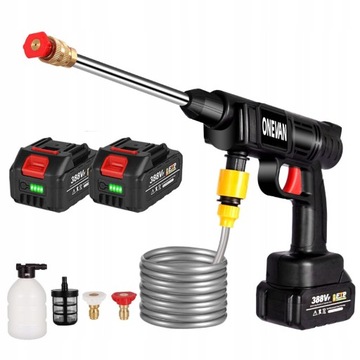 MYJKA CIŚNIENIOWA AKUMULATOROWA 2*BATERIA 21V 100BAR 1500W DYSZE 5 W 1
