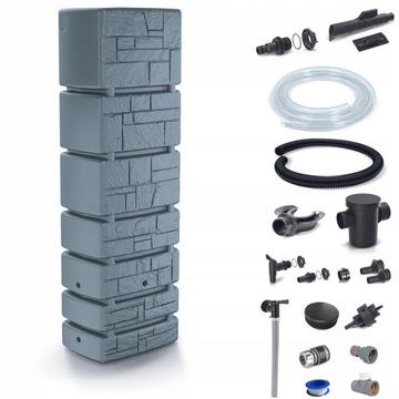 Zbiornik na deszczówkę TOWER STONE 350l, przyłącza