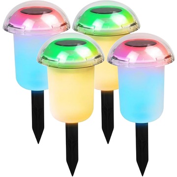 4x LAMPA SOLARNA LED WBIJANA GRZYBEK RGB LAMPKA OGRODOWA CZUJNIK SZPIKULEC