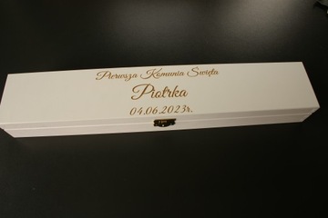 БЕЛАЯ деревянная коробочка для свечи с гравировкой в ​​подарок на Крещение