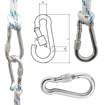 ВЕРЕВОЧНЫЙ КАРАБИН x8 БЕЗОПАСНОСТИ 10X100 350кг