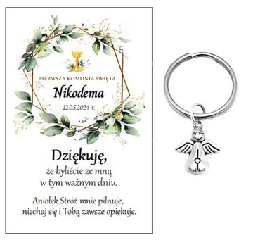 Podziękowania dla gości breloczek ANIOŁEK NR 69 KOMUNIA PAMIĄTKA PREZENT