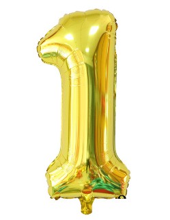 BALON FOLIOWY CYFERKA CYFRA 1 ZŁOTA GIGANT 80CM