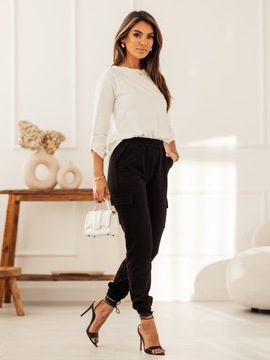 ЖЕНСКИЙ ХЛОПКОВЫЙ КОМПЛЕКТ, БЛУЗКА С ДЛИННЫМ РУКАВОМ, БРЮКИ-КАРГО