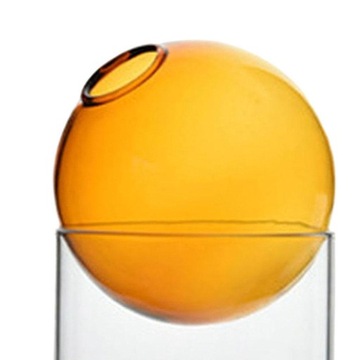 Прозрачная стеклянная ваза, пузырьковый контейнер для гидропоники, прозрачный оранжевый короткий контейнер