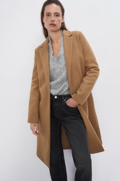 PŁASZCZ Z KOŁNIERZEM Brązowy Camel ZARA r. 38 M