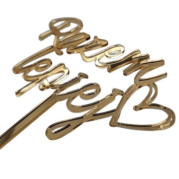 Золотой зеркальный топпер, украшение для торта RAZEM LEPIEJ, золотое зеркало