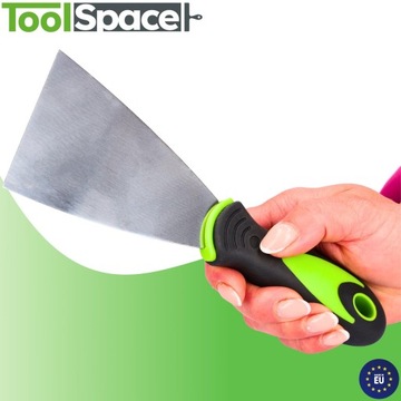 ШПАТЕЛЯ НЕРЖАВЕЮЩАЯ, РЕЗИНОВАЯ РУЧКА 80 мм