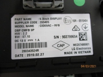 ДИСПЛЕЙ дисплей RENAULT CLIO V 280343524R