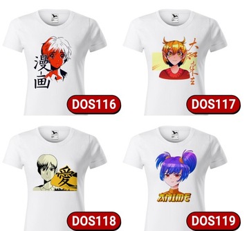 T-Shirt Koszulka Damska Bawełniana Biała S Anime Girl Bad Ass Wzory