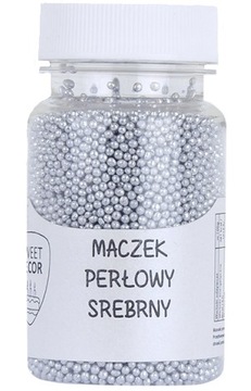 Posypka Dekoracja na Tort Ciasto Muffinki MACZEK PERŁOWY SREBRNY 1mm 50g