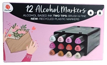 TWIN MARKERY alkoholowe 12szt czerwienie-róże-blender 0-106