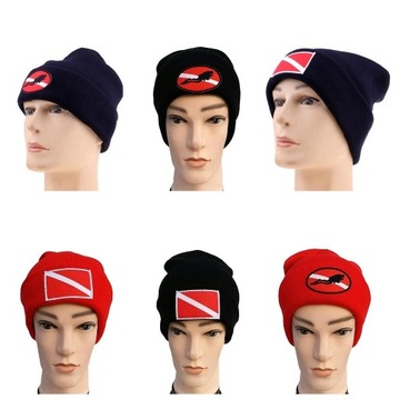 Czapka unisex dla dorosłych mężczyzn i kobiet z flagą nurkową/nurkiem w dół, czerwona 2