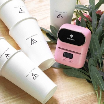 Термопринтер самоклеящихся этикеток Phomemo M110 розовый с Bluetooth
