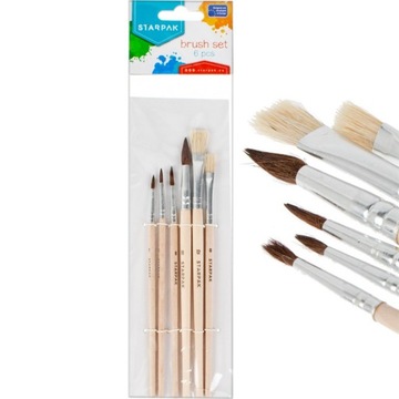Pędzle artystyczne STARPAK szkolne brush 6 sztuk