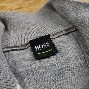 Sweter Wełniany Wełna HUGO BOSS Na Zamek Nowy Model Szary Casual L