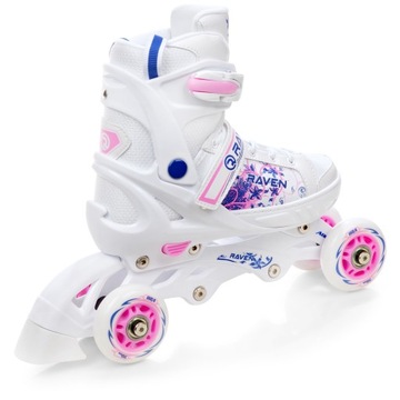 Rolki Łyżwy Wrotki 4w1 Regulowane RAVEN Meia 28-32 Kółko LED