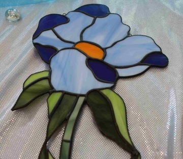 Витраж Цветок Тиффани Синий 2
