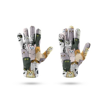 Женские и мужские перчатки с принтом панды, зимние противоскользящие