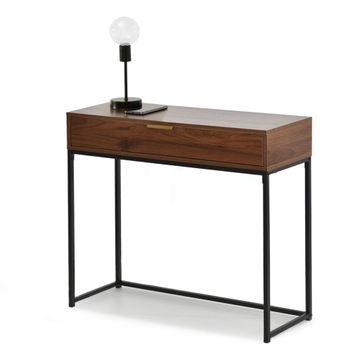 DREWNIANA KONSOLA DO PRZEDPOKOJU Z SZUFLADĄ NORA M ORZECH CZARNA PODSTAWA