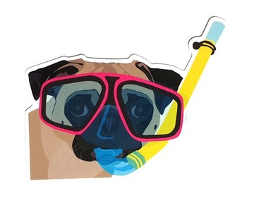 Naklejka nurkowanie pies maska fajka nurek