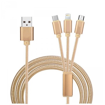KABEL 3W1 DO ŁADOWANIA USB C LIGHTNING MICRO USB
