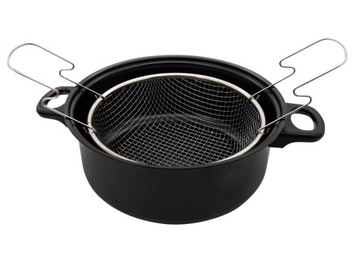GARNEK DO SMAŻENIA FRYTEK ZESTAW POKRYWA KOSZYK UNIWERSALNY KLASYCZNY 24CM
