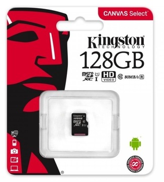 Карта памяти MicroSD Canvas Select Plus емкостью 128 ГБ, 100 МБ/с.