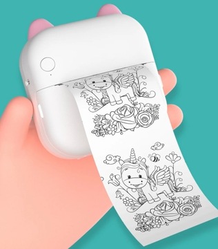 МИНИ-ТЕРМОПРИНТЕР DRUKUŚ МИНИ-КОТ ДЛЯ НАКЛЕЙКИ ФОТОГРАФИЙ + 11 ШТ. РОЛИКОВ