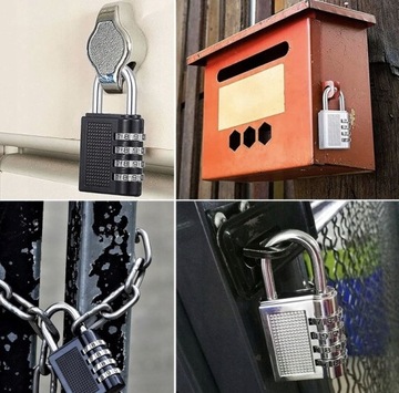 ЗАМОК ДЛЯ ЧЕМОДАНА ДЛЯ ТРЕНАЖЕРНЫХ ЗАЛОВ КОМБИНАЦИЯ ВАРИАЦИОННОГО КОДА, 4 ЦИФРЫ, СЕРЕБРЯНЫЙ