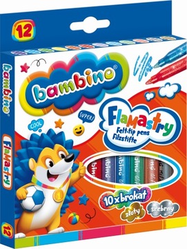 Flamastry brokatowe BAMBINO 12 kolorów 8634