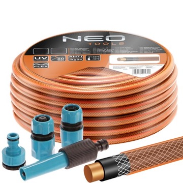NEO 4-СЛОЙНЫЙ САДОВЫЙ ШЛАНГ ДЛЯ ПОЛИВА 20 БАР 1/2'''' 30М + коннекторы ПОЛИЦ.