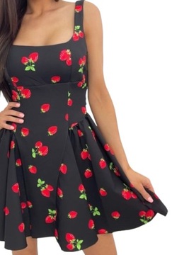 Sukienka ramiączka wiązanie na plecach rozkloszowana ecru w róże