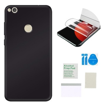Etui matowe do HUAWEI P8 P9 LITE 2017 czarny pokrowiec + folia ochronna TPU