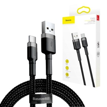 BASEUS SZYBKI KABEL USB-C PRZEWÓD DO SAMSUNG XIAOMI HUAWEI 3A 1M