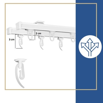 Потолочный карниз, одинарный алюминиевый карниз, 1 направляющая, комплект 300 см STRONG