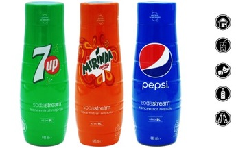 3x SODASTREAM 7UP КОНЦЕНТРАТ СИРОПА MIRINDA PEPSI 9 Л НАПИТОК 440 мл