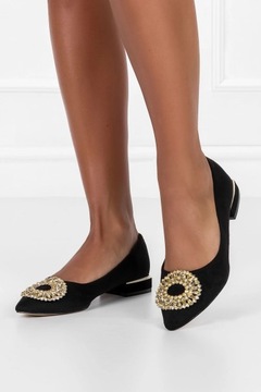 Женские балерины Slip -обувь кожаная вставка элегантная украшение r 36