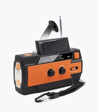PRZENOŚNE RADIO SOLARNE KORBKA ALARM DYNAMO AWARYJNE LATARKA 4000mAh