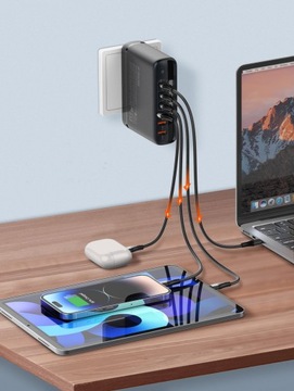 Быстрое USB-зарядное устройство, 140 Вт, источник питания GaN для телефона, ноутбука QC3.0 PPS PD100W