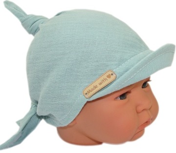 CHUSTKA Z DASZKIEM MUŚLINOWA DOUBLE GAZE MIĘTOWA