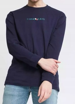 TOMMY Hilfiger NAVY Klasyczny Longsleeve Męski _ M