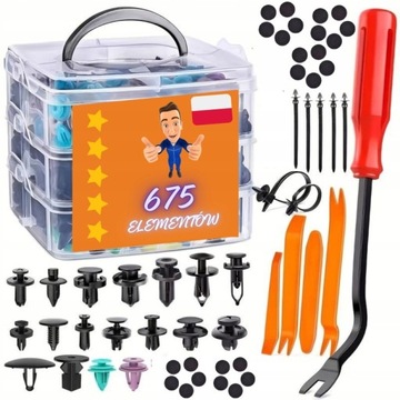 ZESTAW UNIWERSALNYCH SPINEK SAMOCHODOWYCH 675 ELEMENTÓW - PREMIUM SET