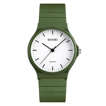SKMEI 30-metrowy wodoodporny zegarek dla par Elektroniczny modny PU Zieleń wojskowa