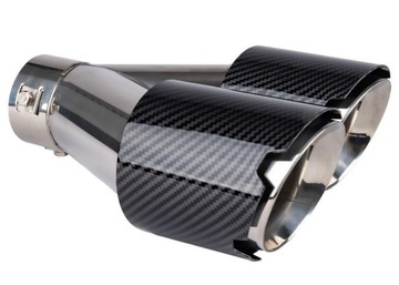 KOŃCÓWKA TŁUMIKA WYDECHU Fi 2x90mm STAL NIERDZEWNA CARBON BM SPORT